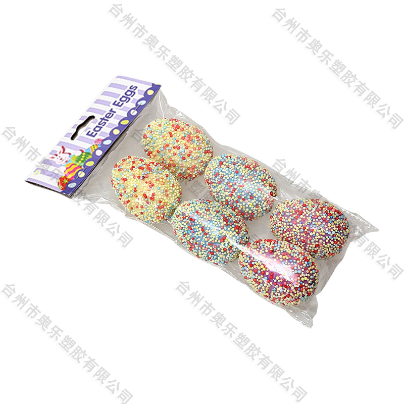 3.5" 6ct Stick a bead Glitter Fillable Eggs 